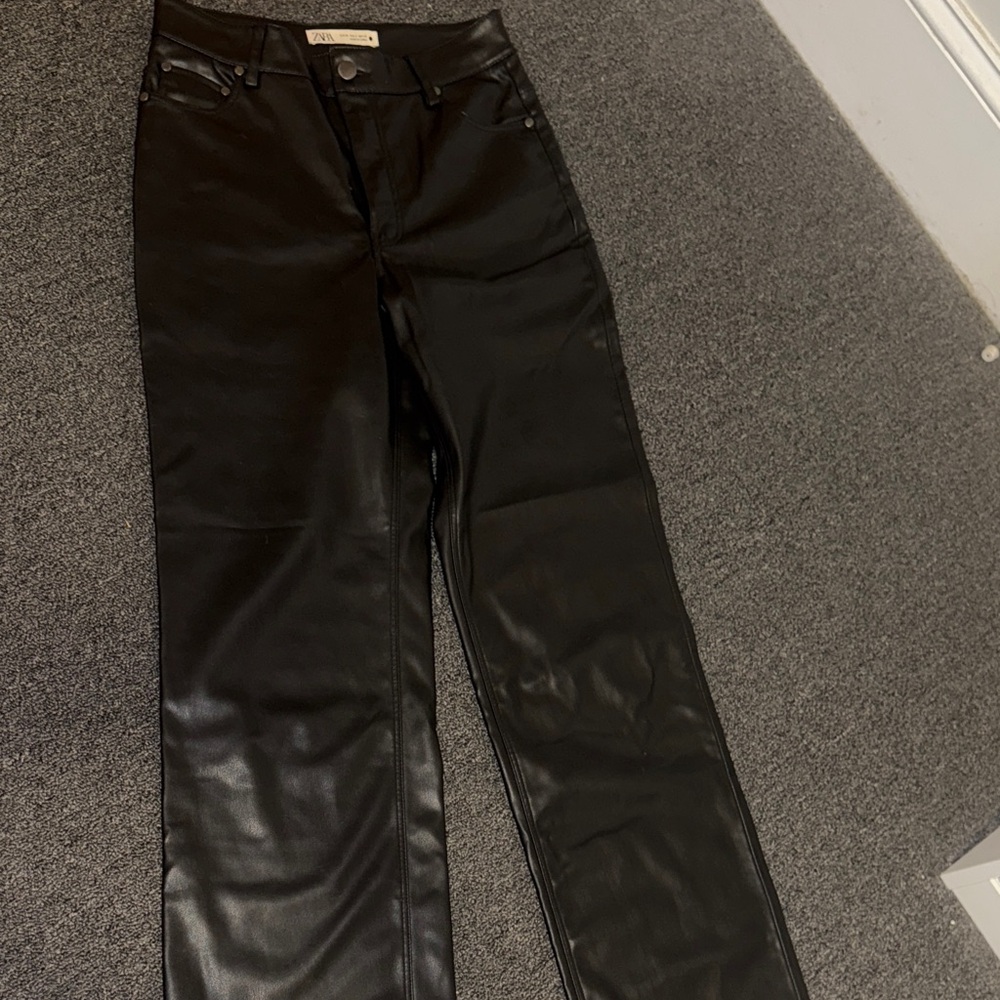 Zara Black Faux Leather Pants